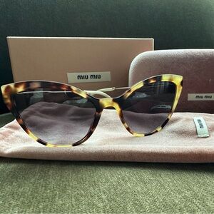 Miu Miu Cat-Eye Sunglasses in Tortoise and Grey Gradiant